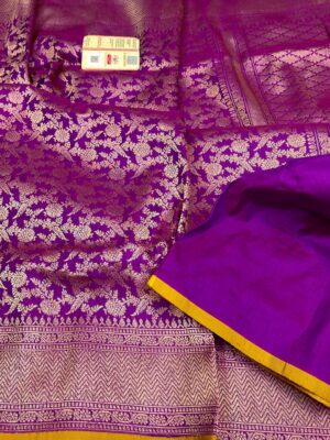 Magenta Exclusive Bridal Banarasi Pure Katan Tanchui Brocade Jaal Silk Saree | Silk Mark Certified