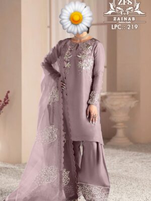Chiku Luxury Preet Handwork Embroidered Plazo Set with Organza Dupatta | Zainab Fashion Studio