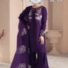 Purple Luxury Preet Handwork Embroidered Plazo Set with Organza Dupatta | Zainab Fashion Studio