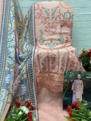 Peach MARIAB LUXE-3 by Deepsy Suits – Pure Cotton Embroidered Suit Set with Digital Print Dupatta