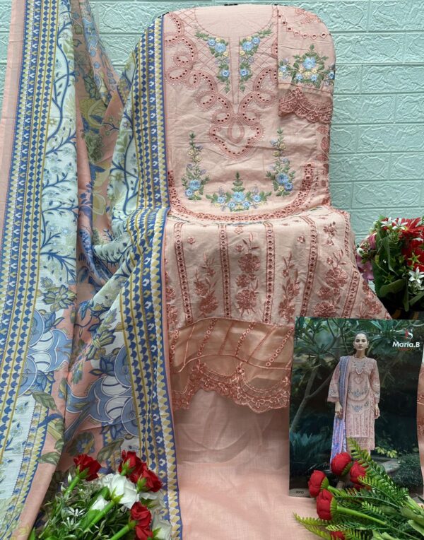 Peach MARIAB LUXE-3 by Deepsy Suits – Pure Cotton Embroidered Suit Set with Digital Print Dupatta