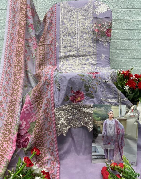 Lavender MARIAB LUXE-3 by Deepsy Suits – Pure Cotton Embroidered Suit Set with Digital Print Dupatta