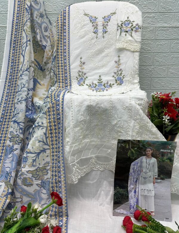 White MARIAB LUXE-3 by Deepsy Suits – Pure Cotton Embroidered Suit Set with Digital Print Dupatta