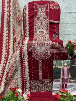 Maroon MARIAB LUXE-3 by Deepsy Suits – Pure Cotton Embroidered Suit Set with Digital Print Dupatta