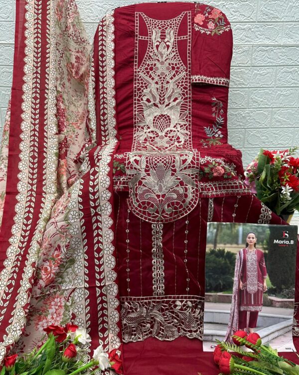 Maroon MARIAB LUXE-3 by Deepsy Suits – Pure Cotton Embroidered Suit Set with Digital Print Dupatta