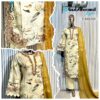 Golden Brown Luxury Bursh Print Premium Rayon Long Top Pant Set with Chiffon Dupatta