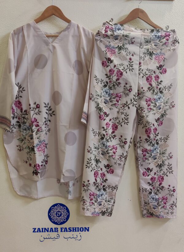 Light Brown Zainab Fashion Imported Soft Crepe Printed Co-Ord Set for Women