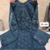 Teal Blue Bin Saeed Readymade Designer Suit XXL (44) – Heavy Handwork Embroidery with Fancy Dupatta
