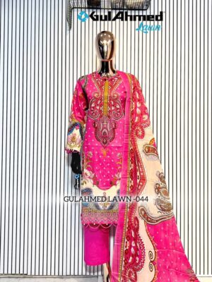 Pink Gul Ahmed Satrangi Lawn Cotton Readymade Suit with Printed Dupatta
