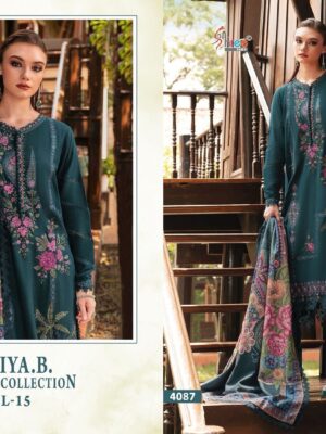 Teal Green Maria B Exclusive Collection Vol-14 Rayon Embroidered Suit with Dupatta –