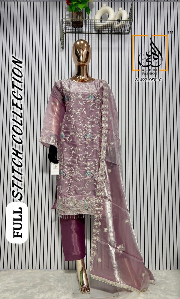 Dusty Rose Al Huda Luxury Fully Stitched Designer Suit with Heavy Embroidery