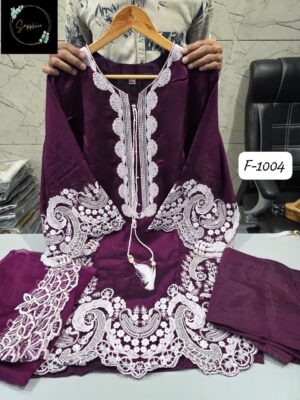 Deep Purple Farshi Salwar Special F-1004 | Vichitra Heavy Work Top with Farshi Gadhwal Bottom & Organza Dupatta