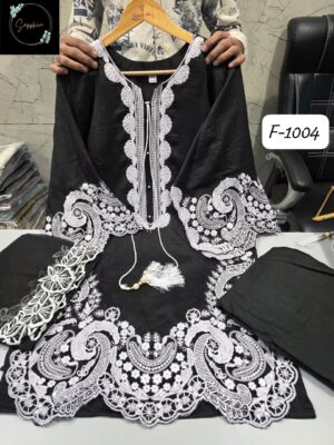 Black Farshi Salwar Special F-1004 | Vichitra Heavy Work Top with Farshi Gadhwal Bottom & Organza Dupatta