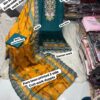 Teal Green BIN SAEED Embroidered Lawn Suit – Cotton Printed Shirt with Two Side Cutwork Dupatta