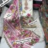 White with Multicolour BIN SAEED Embroidered Lawn Suit – Cotton Printed Shirt with Two Side Cutwork Dupatta