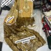 Golden Brown BIN SAEED Embroidered Lawn Suit – Cotton Printed Shirt with Two Side Cutwork Dupatta