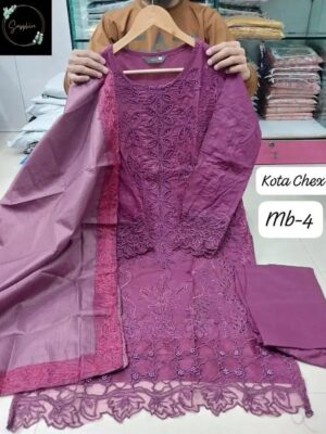 Purple SAPPHIRE Embroidered Maria-B Vol-4 Ready-Made Lawn Suit with Kota Dupatta – XL Size