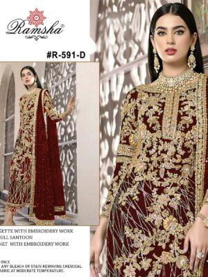 Maroon Ramsha Super Hit Designer Suit – Premium Fabric | Ready to Ship