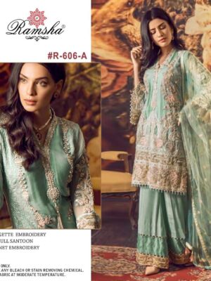 Mint Green Ramsha Super Hit Designer Suit – Premium Fabric | Ready to Ship