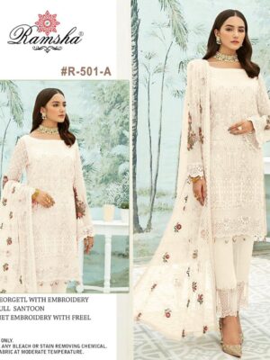 White Ramsha Super Hit Designer Suit – Premium Fabric | Ready to Ship