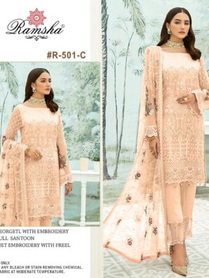 Peach Ramsha Super Hit Designer Suit – Premium Fabric | Ready to Ship