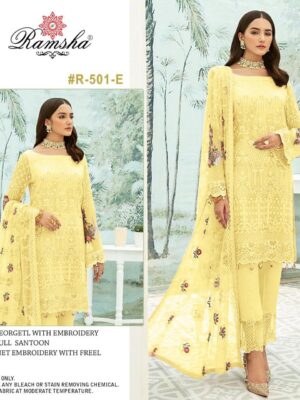 Yellow Ramsha Super Hit Designer Suit – Premium Fabric | Ready to Ship