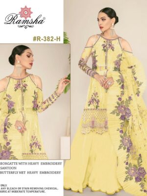 Yellow Ramsha Super Hit Designer Suit – Premium Fabric | Ready to Ship