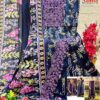 Black and Floral Pink Aasha Designer Pure Cotton Printed Suit with Patch Embroidery & Chiffon Dupatta