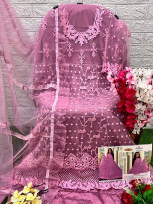Pink Designer Georgette Net & Organza Suit – Ready to Ship |