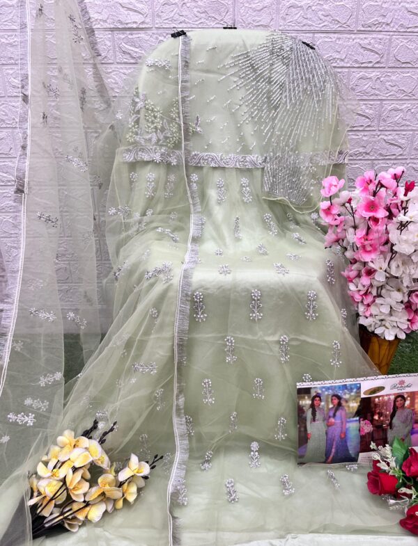 Pista Green Designer Georgette Net & Organza Suit – Ready to Ship |