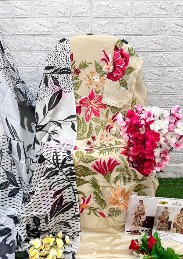 Cream Designer Georgette Net & Organza Suit – Ready to Ship |