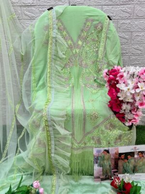 Mint Green Designer Georgette Net & Organza Suit – Ready to Ship |