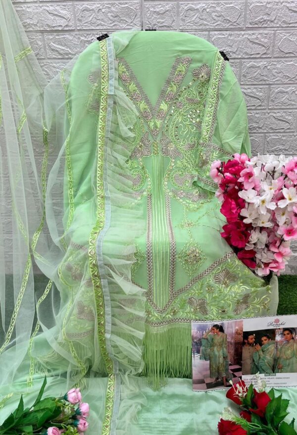Mint Green Designer Georgette Net & Organza Suit – Ready to Ship |