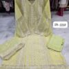 Lime Bin Saeed SH Series Original Chiffon Embroidered Suit with Handwork – XL/XXL