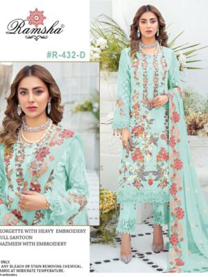 Sky Blue Ramsha Designer Suit – Premium Fabric Collection | Ready to Ship