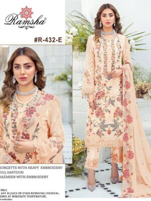 Peach Ramsha Designer Suit – Premium Fabric Collection | Ready to Ship