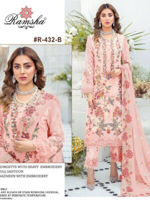 Pink Ramsha Designer Suit – Premium Fabric Collection | Ready to Ship