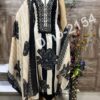 Black and Cream Pure Jam Cotton Karachi Print Suit with Cotton Dupatta & Rayon Bottom