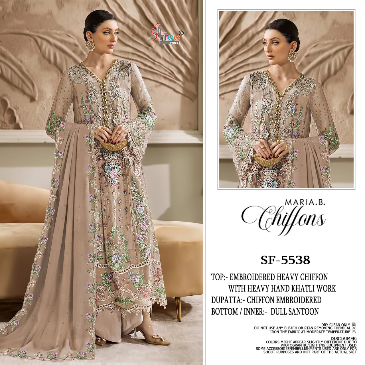 Heavy Embroidered Chiffon Bridal Suit with Khatli Work