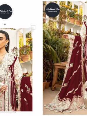 Maroon Ombre Premium Pure Cotton Embroidered Suit with Printed Lawn Dupatta