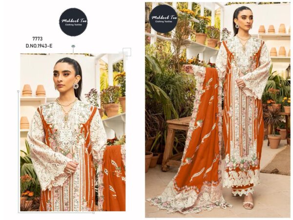 Orange Ombre Premium Pure Cotton Embroidered Suit with Printed Lawn Dupatta