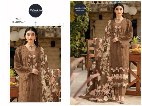 Brown Ombre Premium Pure Cotton Embroidered Suit with Printed Lawn Dupatta