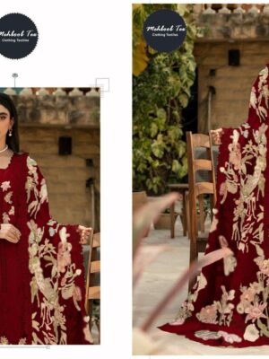 Maroon Ombre Premium Pure Cotton Embroidered Suit with Printed Lawn Dupatta
