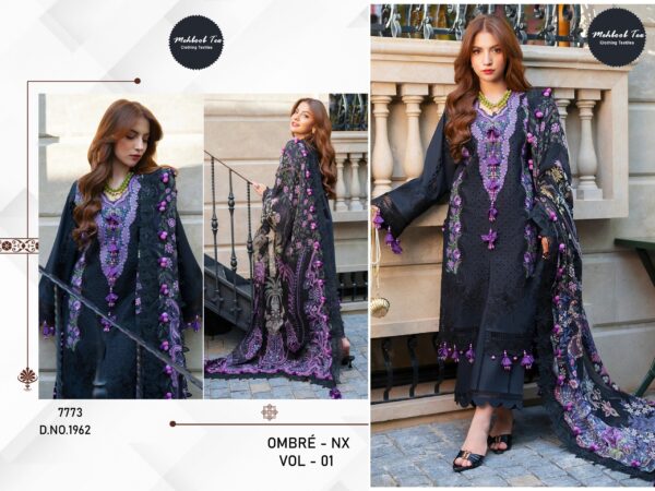 Black and Purple Mehboob Tex Ombre Starlet Lawn Collection-26 Pure Cotton Embroidered Suit with Cotton Dupatta