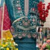 Teal Blue Pakistani Organza Embroidered Suit Set – Pure Organza Top