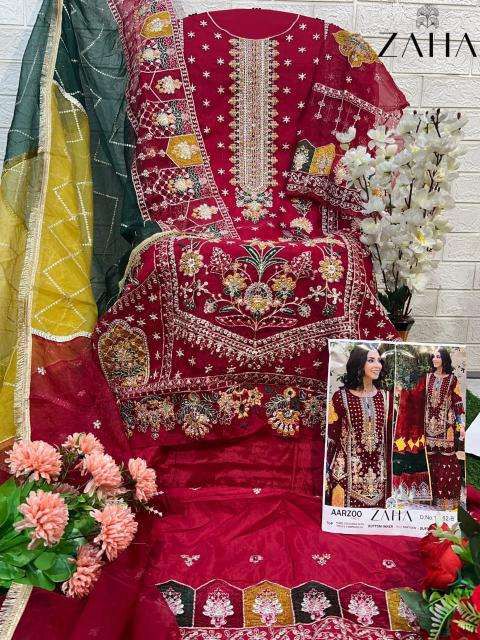 Maroon Pakistani Organza Embroidered Suit Set – Pure Organza Top