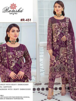Wine Ramsha Designer Suit – Premium Fabric Pakistani Style Salwar Suit with Dupatta