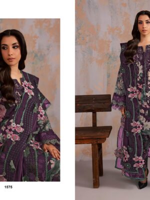 Deep Purple Premium Viscose Rayon Embroidered Suit Set with Cotton Mal Dupatta
