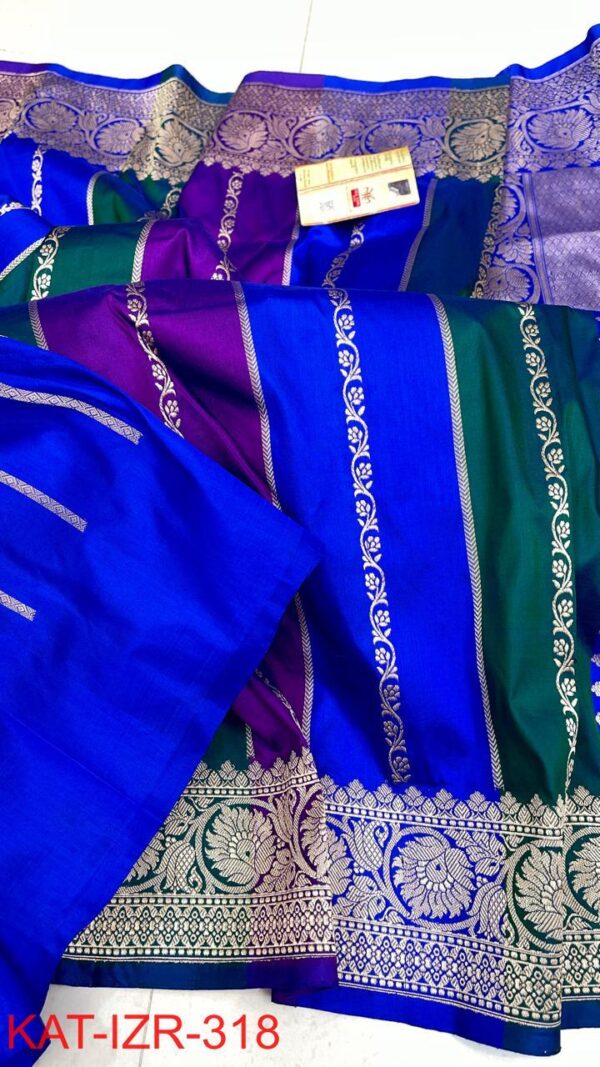 Royal Blue Pure Handloom Katan Silk Saree with Antique Zari | Silk Mark Certified