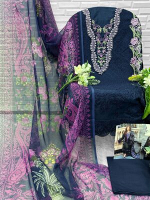 Black ALIF FASHION A216-217 Pakistani Cotton Embroidered Suit